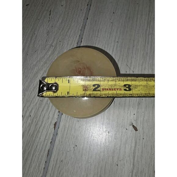 Vintage Alabaster Pocket/Trinket Box Pink Rose Detail Vanity Decor Victorian - Picture 7 of 7